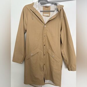 Rains Beige Long Rain Jacket